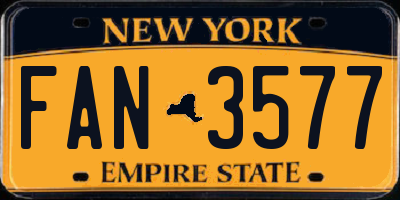 NY license plate FAN3577