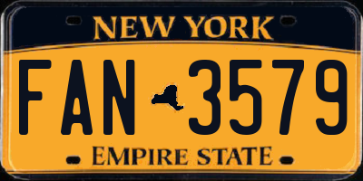 NY license plate FAN3579