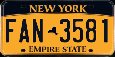 NY license plate FAN3581