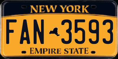 NY license plate FAN3593