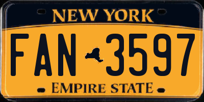 NY license plate FAN3597