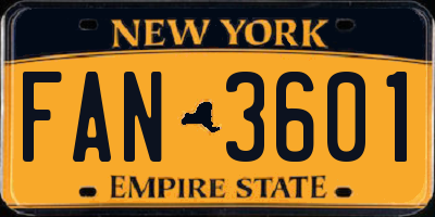 NY license plate FAN3601