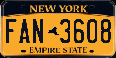 NY license plate FAN3608