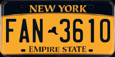NY license plate FAN3610