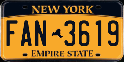 NY license plate FAN3619