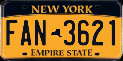NY license plate FAN3621