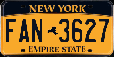 NY license plate FAN3627