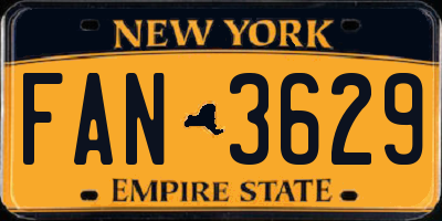 NY license plate FAN3629