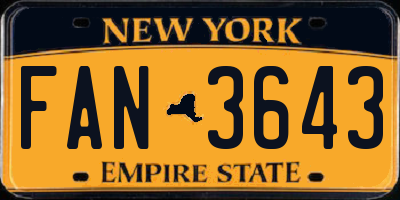 NY license plate FAN3643
