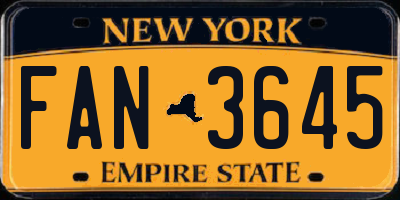NY license plate FAN3645