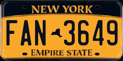 NY license plate FAN3649