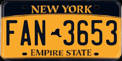 NY license plate FAN3653