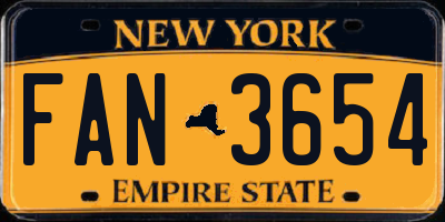 NY license plate FAN3654