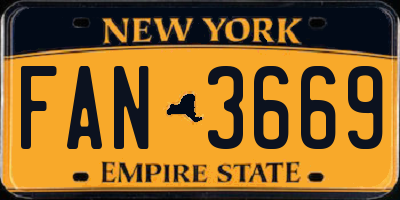 NY license plate FAN3669