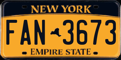 NY license plate FAN3673