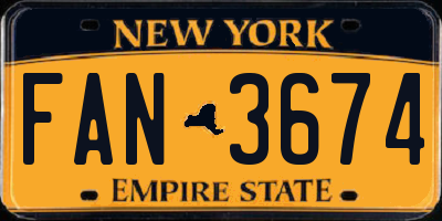 NY license plate FAN3674
