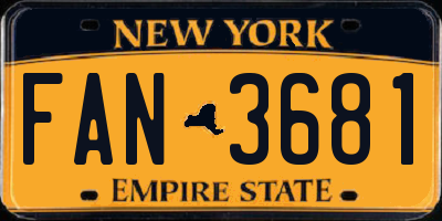 NY license plate FAN3681