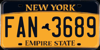 NY license plate FAN3689