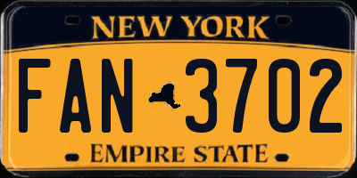 NY license plate FAN3702