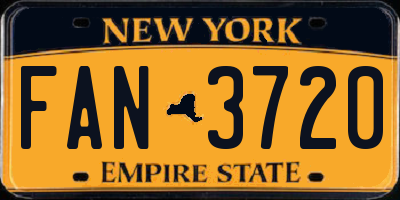 NY license plate FAN3720