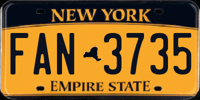 NY license plate FAN3735