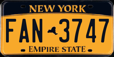 NY license plate FAN3747