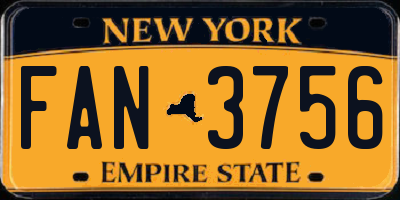 NY license plate FAN3756