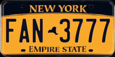 NY license plate FAN3777