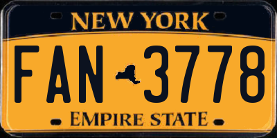 NY license plate FAN3778