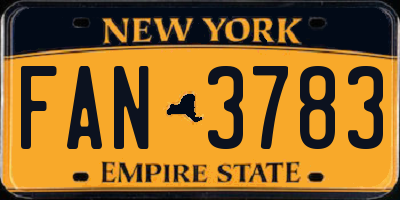NY license plate FAN3783