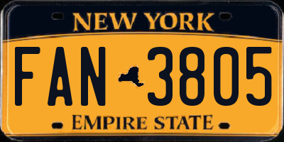 NY license plate FAN3805