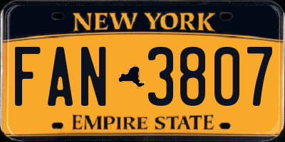NY license plate FAN3807