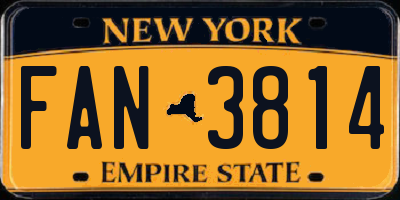 NY license plate FAN3814