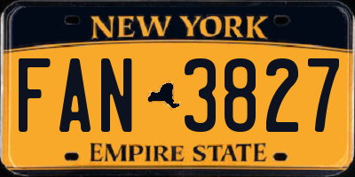 NY license plate FAN3827
