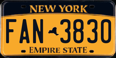NY license plate FAN3830