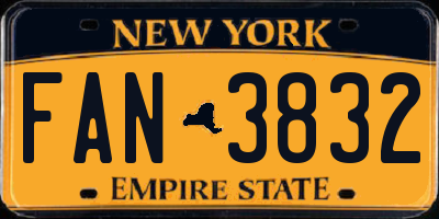 NY license plate FAN3832