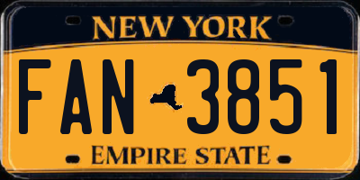 NY license plate FAN3851