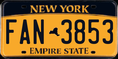 NY license plate FAN3853