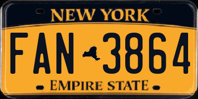NY license plate FAN3864