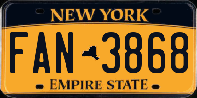 NY license plate FAN3868