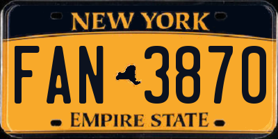 NY license plate FAN3870