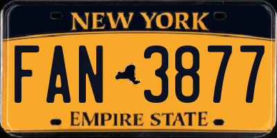 NY license plate FAN3877
