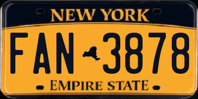 NY license plate FAN3878