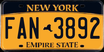 NY license plate FAN3892