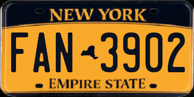 NY license plate FAN3902
