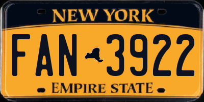 NY license plate FAN3922