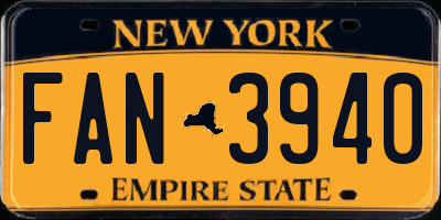 NY license plate FAN3940