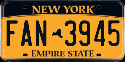 NY license plate FAN3945