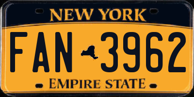 NY license plate FAN3962