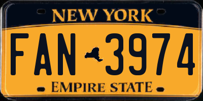 NY license plate FAN3974
